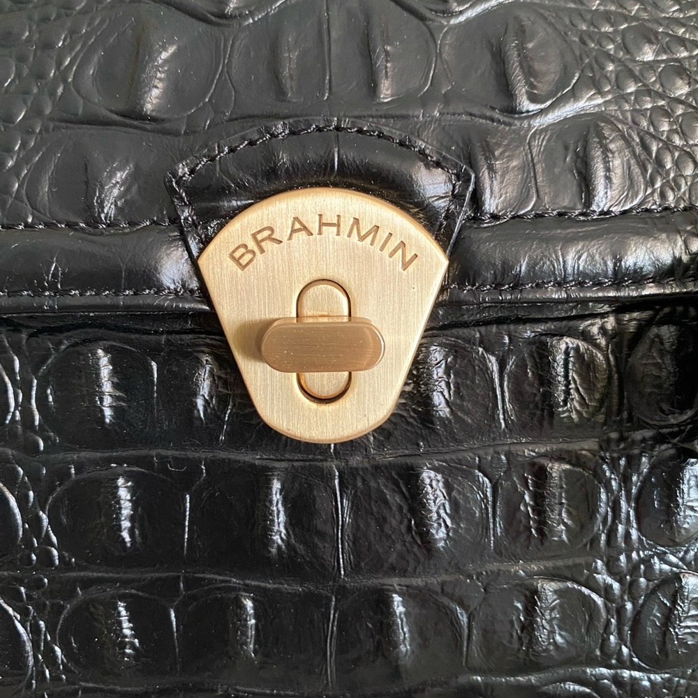 NWOT Vintage Brahmin Amata Rose Tassel Bag & Charm Leather Croc Lady FIRM PRICE - Picture 4 of 16